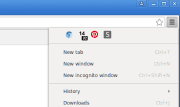 Hidden extension icons would appear in the Chrome menu.