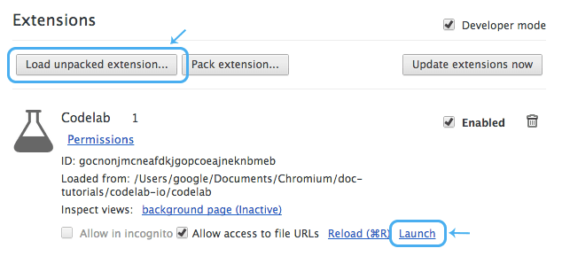 Load unpacked extensions